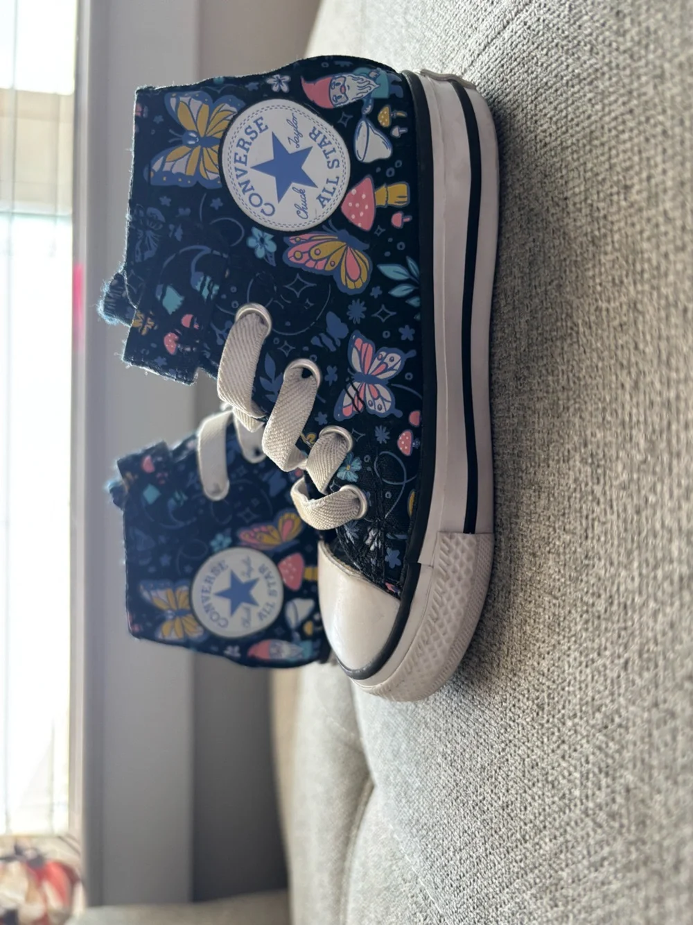 Converse Kids Navy High-Top Sneakers with Colorful Butterfly Print
